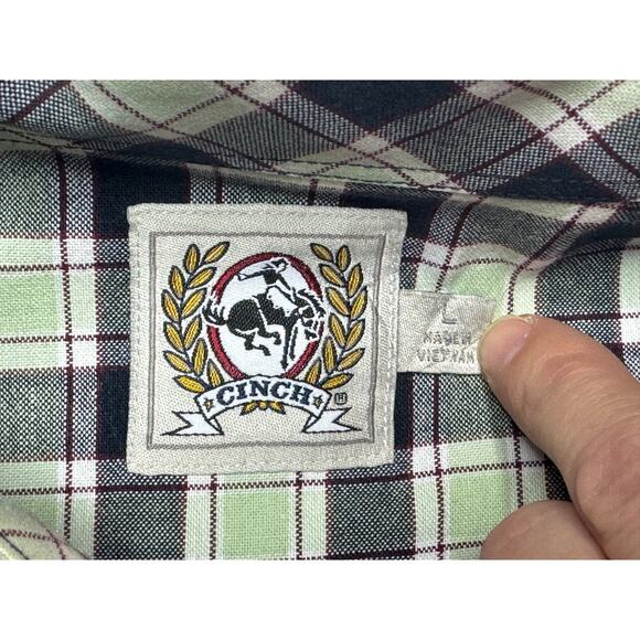 Cinch Men's Long Sleeve Multicolor Plaid Button Up Shirt - Size L - Picture 4 of 5